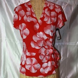 Staxs NWT Floral Faux Wrap Blouse